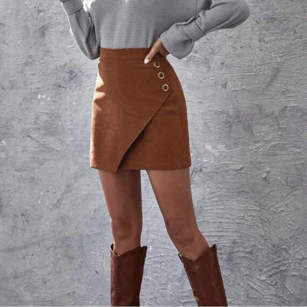 SHEIN brown zip up skirt size medium